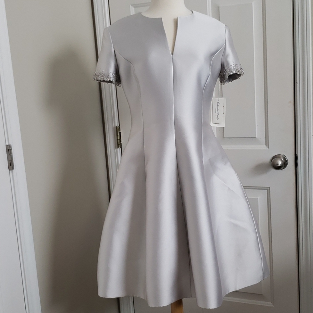 New Catherine Regehr Silver Short Formal Dress